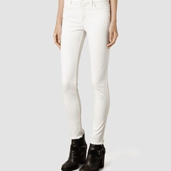 New w tag All Saints Mast fray white jeans/pants Sz 26 - Picture 2 of 10